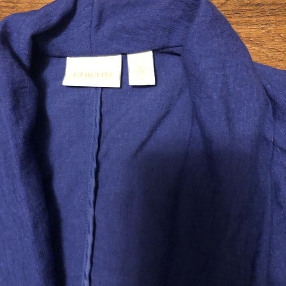 Women blue casual 3/4 sleeves blazer / size M - Picture 3 of 4